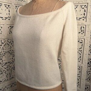 Valentino White Cashmere Scoop Neck Sweater